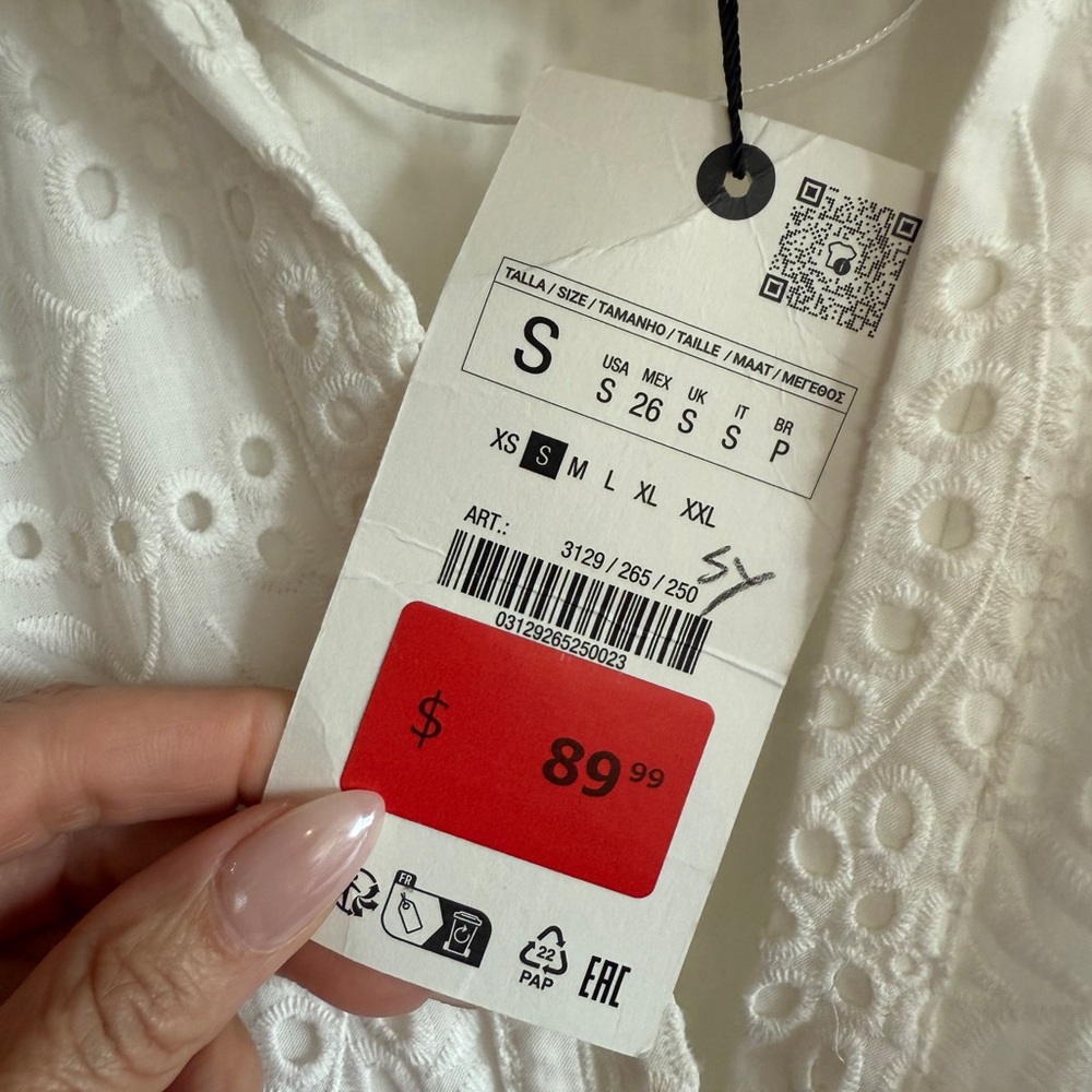 Zara White Eyelet Wrap Sundress with pockets - Picture 6 of 10